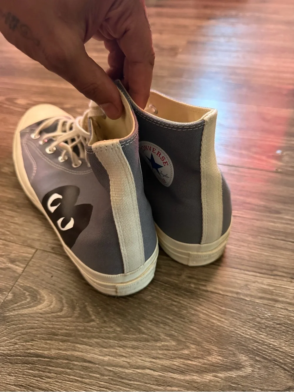 Comme des Garçons Play x Converse Gray High-Top Sneakers with Black Heart Logo